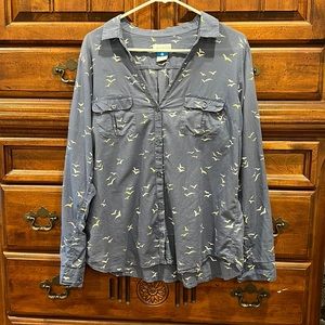 Columbia Women’s Top PFG Size L Large Performance Fishing Gear Bird Print
